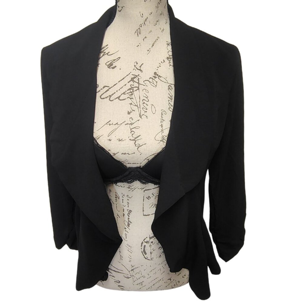 Poetry Womens Jacket Medium Ruffle Open Front - Academia Romantic Workwear Boho‎ - Picture 3 of 8